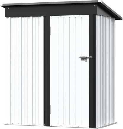 Greesum Outdoor Storage Shed 5 x 3 ft. Utility Tool Shed Metal Storage Garden Shed with Door & Lock for Patio Storage, White