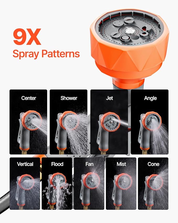 VEVOR Retractable Garden Hose Reel, 1/2 Inch x 84 ft Wall Mounted Heavy Duty Garden Hose Reel with 9 Patterns Nozzle, Any Length Lock, Upgraded Slow Return System and 180°Swivel Bracket | Heavy Duty Garden Tool with 9 Patterns Nozzle, Any Length Lock, ...