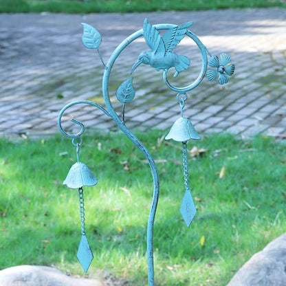 Hummingbird Garden Decor for Outside,Decorative Garden Stake with Bells | 46.8"H Garden Bells Outdoor Stake,Hummingbird Yard Decorations for Garden,Flower Beds, Patio.
