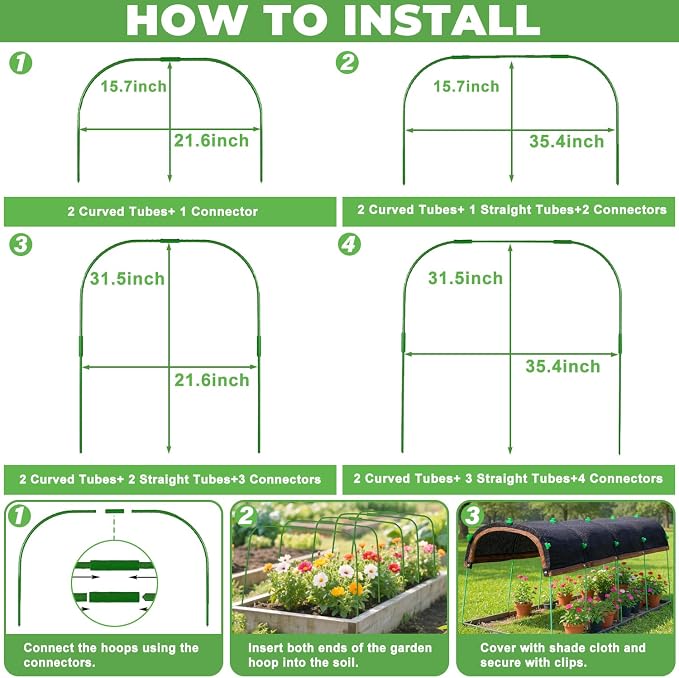 2026 Upgraded Garden Shade Cloth Kit 78.7"x59" Garden Shade Cloth for Plants Heat Protection with 5 Sets Garden Hoops for Raised Beds 75% Sunblock Shade Cloth Row Cover for Outdoor Plant Vegetables