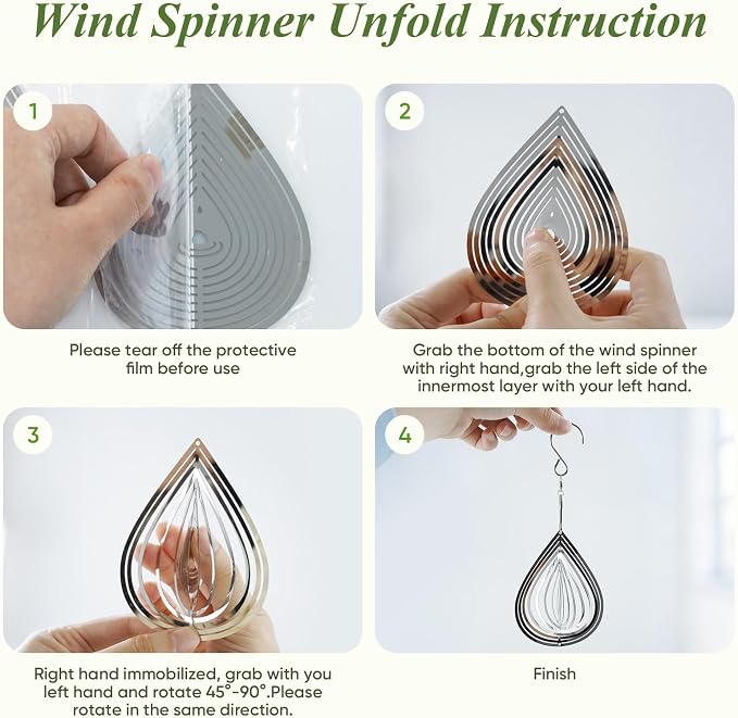 Reflective Wind Spinners for Outdoors, 12 PCS Stainless Steel Bird Control Discs with 360° Swivel Hooks, Humane 3D Hanging Ornament for Garden, Patio, Balcony & Orchard