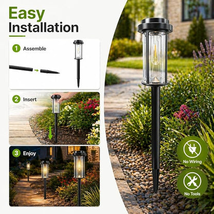 DERAYSION Solar Lights Outdoor Pathway, 8 Pack Large LED Solar Garden Lights, 21-Inch Waterproof Auto Dusk to Dawn Outdoor Solar Lights for Yard, Landscape Path, Driveway, Warm White