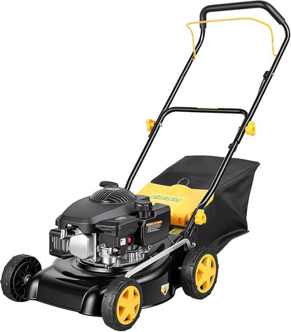 Self Propelled Gas Lawn Mower 16 Inch, 132 cc 4-Cycle Engine, 3-in-1 Rear Wheel Drive Variable Speed Lawn Mower with Mulching, Bagging, Lightweight, Powerful Lawnmower for Garden Yard, Easy Start