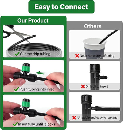 Kalolary 30Pcs Push-to-Fit Drip Irrigation Emitters for 1/4" Tubing, Adjustable 360 Degree Vortex Drip Emitters Irrigation Dripper Sprinklers with 6PCS End Plugs for Garden Irrigation System(Green)