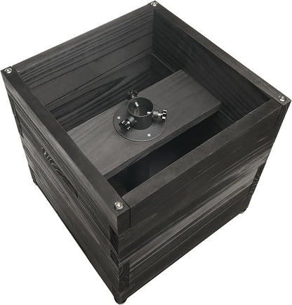 Extra Large Decorative Wooden Planter w/ Universal Pole Support for String Light Poles, Umbrellas, Bird Feeders. Solid Wood Outdoor Garden Box for Plants(Does not include Pole), 17"x17"x18", Black