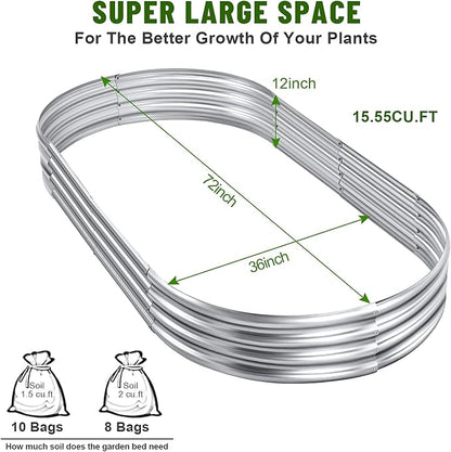 Land Guard Galvanized Raised Garden Bed Kit, 6×3×1ft Raised Garden Boxes Outdoor, Oval Metal Raised Garden Beds for Vegetables...