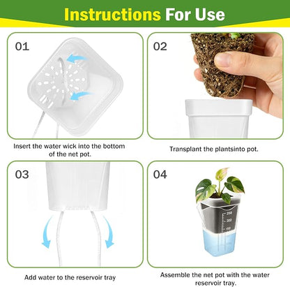 30 Pack 2.5" Small Self Watering Pots for Indoor Plants with 30 Plant Label Mini Clear Plastic Planters with Water Level and Drainage Holes for Propagation, Succulents, and African Violet