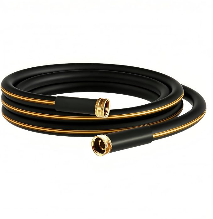 Atlantic 10 ft Female to Female Garden Hose, Black 5/8" Leader Water Hose | Perfect for Hose Reels & Dehumidifiers – with Solid Brass Connectors