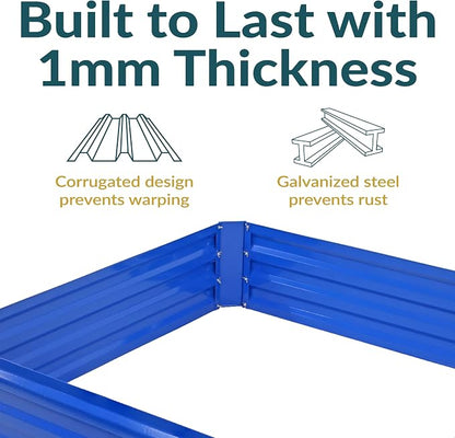 Sunnydaze Galvanized Raised Garden Bed - Outdoor Planter Box for Backyard or Patio - Steel Metal Raised Bed for Gardening Vegetables, Flowers, Herbs - 47 x 47 x 12 in - Blue - Square