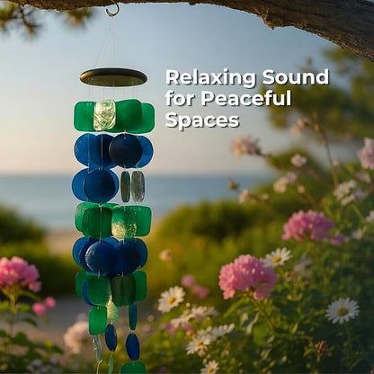 Solange & Frances Capiz Shells Wind Chimes for Outside. Patio Decor, Garden Decor Windchimes Outdoors. Unique Birthday Gifts for Women, Gift for Men, and Gifts for Mom Ideas (Peacock)