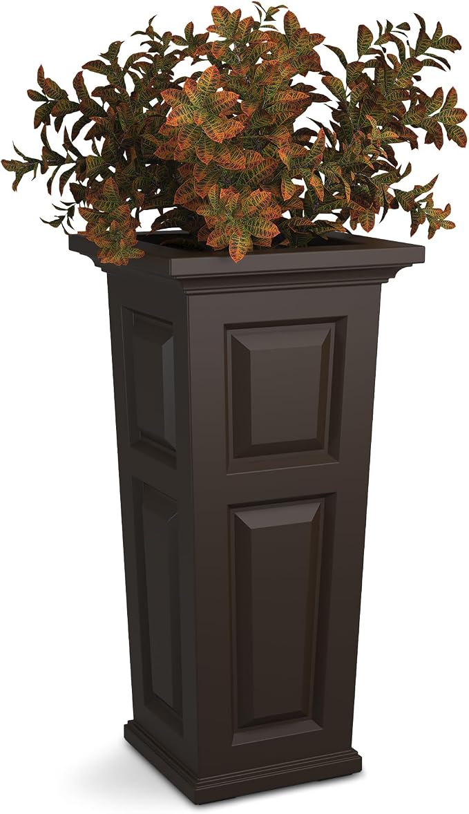 Mayne Nantucket 32-Inch Tall Planter – Self-Watering, Weather-Resistant Planter for Flowers – Durable Outdoor Design for Patio, Porch, or Entryway