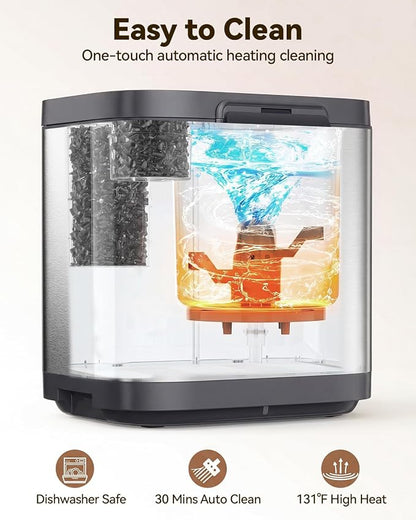Electric Composter for Kitchen, 4L Indoor Odorless Compost Bin with 2 Carbon Filters, Upgraded Brushless Motor, Auto-Clean, LED Display, Visible Window, Smart Countertop Food Waste Composting Machine