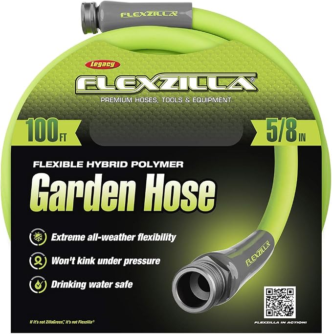 Liberty Garden Industrial Hose Reel Cart and Flexzilla Garden Hose Bundle | Holds 300ft Hose