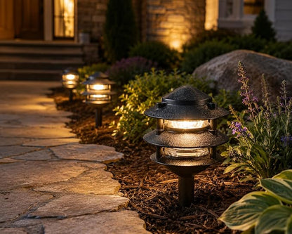 Generation Lighting 9226-12 Single Light Outdoor Path Fixture with Clear Glass, Black, 1-Light, cETL Listed, Safety Rated for Wet Locations - Outdoor Path Light, Aluminum Construction