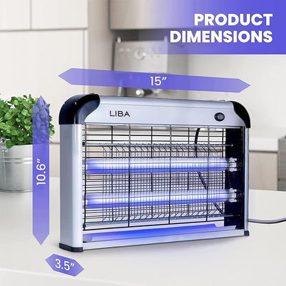 LiBa Electric Bug Zapper 2-Pack Indoor Insect Killer 2800V with 4 Bulbs | 2800V grid kills flies and mosquitoes,mosquito killer and repellent, includes 4 bulbs, removable washable tray, easy-to-clean