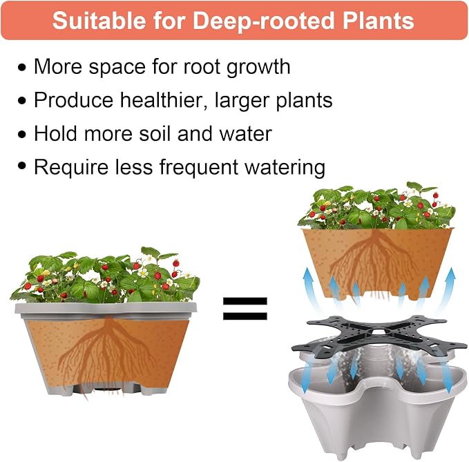 GameXcel Vertical Planter Tower - 6 Tier Stackable Garden Planters with Wheels and Tools Plant Pots for Strawberry Herb Flower and Vegetable Indoor Outdoor Use Gray