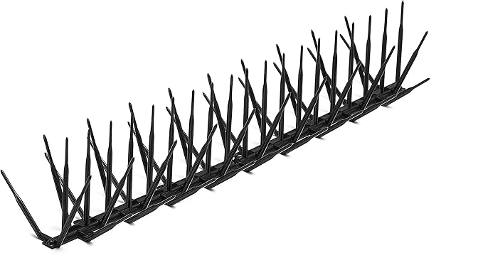 Bird B Gone - Black Plastic Anti Bird Spikes (24') - Humane Deterrent - Stops Pigeons & Birds from Roosting - UV-Stabilized Polycarbonate - for Rooftops, Ledges, Fences, Etc - Made in USA