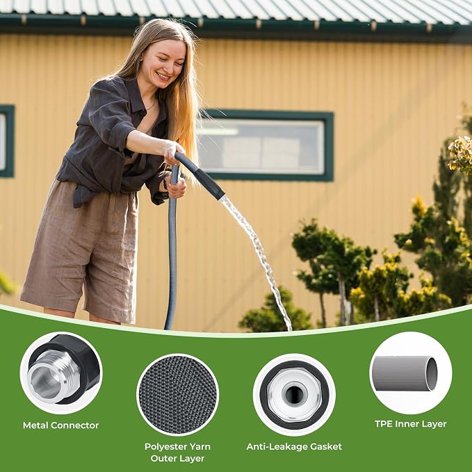 LINEX Lightweight Garden Hose 50 ft Ultra Flexible, Kink-Free for Outdoor Water Hose Non-Expanding, Burst-Resistant, Heavy Duty RV Hose 5/8 inch