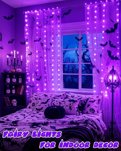 4 Pack 60 LED Fairy Lights Battery Operated with Timer, 20FT Waterproof String Lights Indoor Outdoor, Cuttable Battery Light for Home Bedroom Wedding DIY Centerpiece Christmas Decorations (Purple)