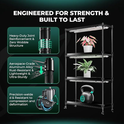 MARS HYDRO 2026 Plant Stand with Grow Lights,6-Tier Plant Shelf with 10 Full Spectrum LED Lamps (225W, 3ft) & Grow Tent | for Vegetables, Seedlings, Plant Growth | 5000K, 43x16x71''