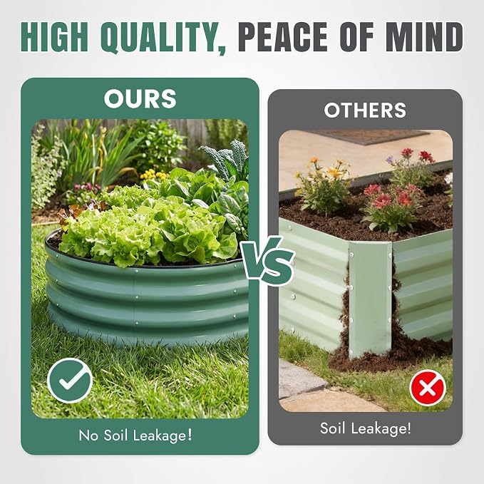INNO STAGE Galvanized Raised Garden Bed, 6x3x1FT Oval Metal Raised Garden Beds for Vegetables, Rust-Resistant & Easy Assembly, Outdoor Planter Box for Gardening, Flowers, Herbs (Green)