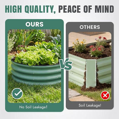 INNO STAGE Galvanized Raised Garden Bed, 6x3x1FT Oval Metal Raised Garden Beds for Vegetables, Rust-Resistant & Easy Assembly, Outdoor Planter Box for Gardening, Flowers, Herbs (Green)