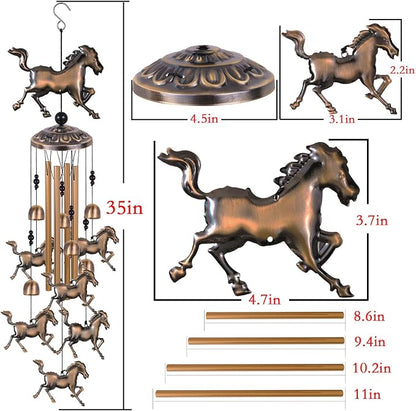 Solawindchime Horse Wind Chimes Outdoor, Horse Bronze Wind Chime, Horse Gift Wind Chimes, Horses Wind Bells, Gifts for Women, for Home, Garden, Indoor, Outdoor Decoration, Garden Horses Wind Chime