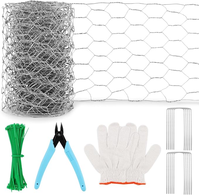 Floral Chicken Wire for Craft, 4 x 118 Inch Galvanized Iron Garden Fence Barrier Chicken Wire Netting, Galvanized Hardware Netting for Protect Plant, Preventing Snakes, Foxes