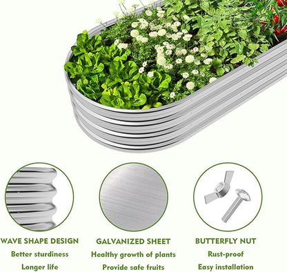 2-Pack Metal Raised Garden Bed, 4x2x1ft Galvanized Planter Box for Outdoor Vegetables & Flowers, Corrosion-Resistant Raised Garden Beds Outdoor with Open-Bottom Design, Lead-Free Herb Garden Planter