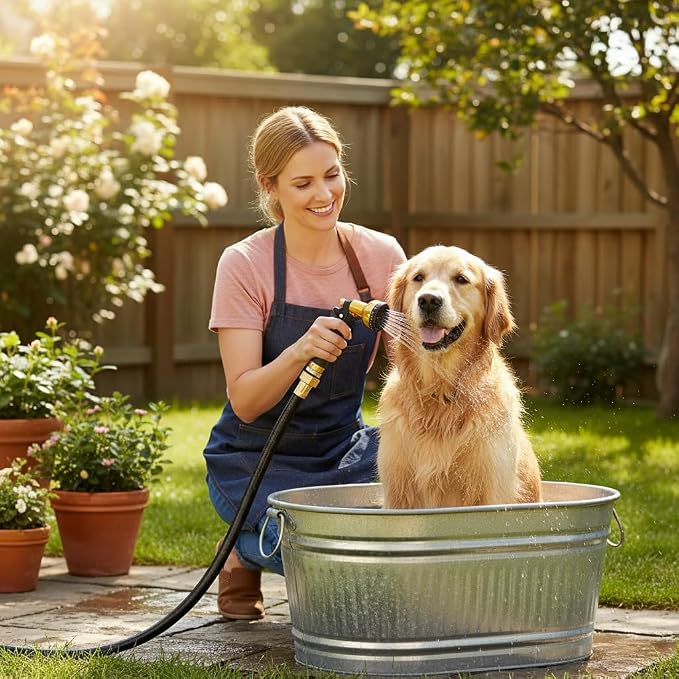 15FT PVC Hybrid Garden Hose, 5/8 in Black Hose, Brass Fittings | Flexible Reach for Homeowners and Small-Space Gardeners Watering Patio Plants, Planters and Raised Beds