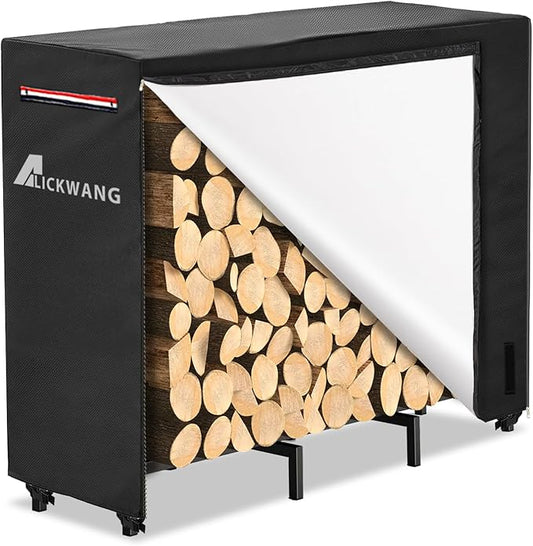 4ft Firewood Rack Cover,Heavy Duty 600D Waterproof Outdoor Firewood Storage Cover,All Weather Protection Outdoor Wood Rack Cover.24 x 48 x 42 Inch(Cover Only)