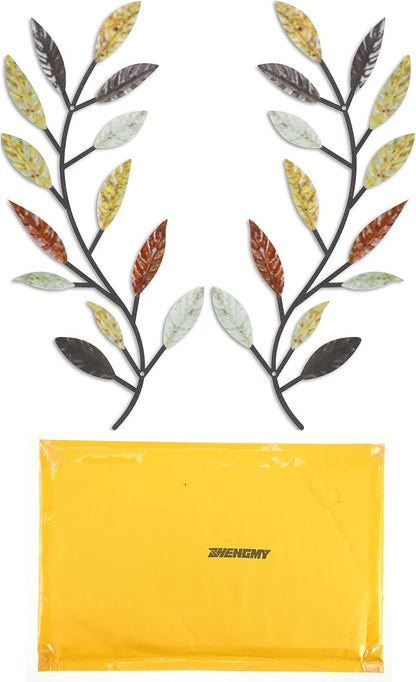 Zhengmy 2 Pieces Metal Tree Leaf Wall Decor Vine Olive Branch Leaf Wall Art Living Room, Hallway Wall Decor Outdoor Decoration(Multi Color)