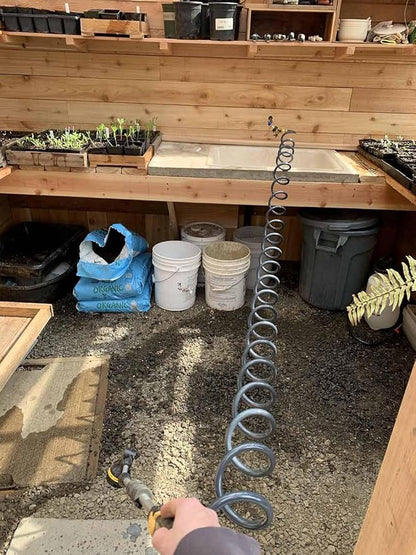 SANFU PU Recoil Garden Water Hose 3/8"ID(9.5 x 12.7mm) x 15ft Premium with 3/4"Inch Brass Fittings Retractable, Outdoor Patio Hose Marine&Boat, Gray(15')