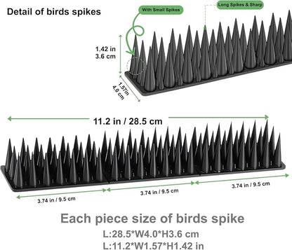 Bird Spikes, 20 Pack Outdoor Cat Squirrel Raccoon Pigeon Cat Animal Deterrent Spikes for Outside Anti Bird Defender Spikes Outdoor to Keep Birds Away (18.7 feet/5.7M)