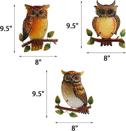 J-Fly Owl Decorative Metal Wall Art Owl Outdoor Decorative Metal Bird Wall Art Exquisite Valentine Decoration Gifts For Garden Patio Porch Bedroom Kitchen Lover Gift 9 Inch Set Of 3