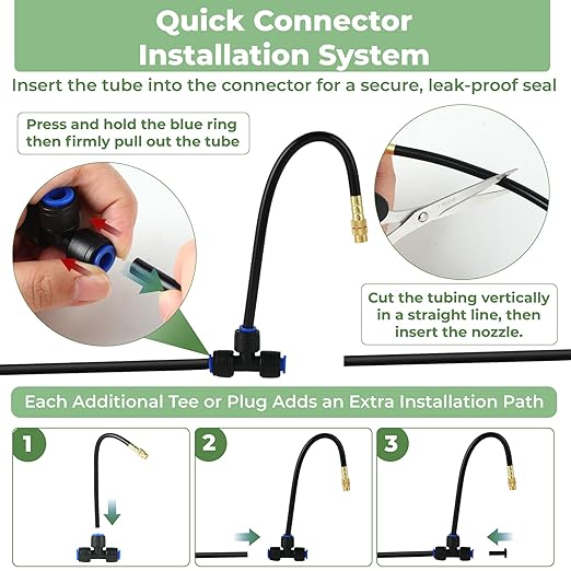 120FT Drip Irrigation System for Garden: Quick Connect 1/4" PE Tubing 18Pcs Automatic Water Sprinkler Kit Adjustable Misting Part Watering Hose, Outdoor Raised Bed Plants Flower Yard Greenhouse