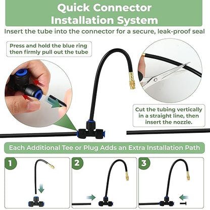 120FT Drip Irrigation System for Garden: Quick Connect 1/4" PE Tubing 18Pcs Automatic Water Sprinkler Kit Adjustable Misting Part Watering Hose, Outdoor Raised Bed Plants Flower Yard Greenhouse