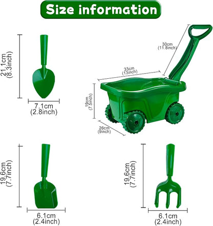 Kids Gardening Tools with Outdoor Yard Wheelbarrow Set Toys, Ages 3+ | Shovel Rake and Trowel, Summer Outdoor Weeds Yard Digging Play, Easter Birthday Gift for Boys Girls Age 3+Years Old
