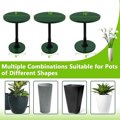 Axcoix Adjustable Height Plant Risers for Inside Pots, 17.5-32" Wooden Planter Inserts for Large Pots Sturdy Support, Planter Lift Insert for Tall Square Round Taper Planters (6" 8" 10" Base or Top)
