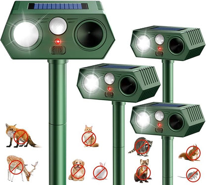 2026 Upgraded Solar Ultrasonic Animal Repeller Outdoor Deer Repellent Devices Waterproof, Motion Activated Animal Deterrent Devices to Scare Cat Squirrel Rabbit Raccoon Skunk for Yard Garden