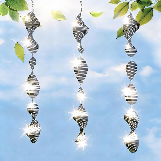 Bird Deterrents for Outside Patio, Bird Scare Devices Set Highly Reflective 3D Wind Spinners Outdoor Garden Decor, Bird Reflectors to Keep Birds Away Window Roof Yard Orchards Deck 9 Discs 3 Pcs