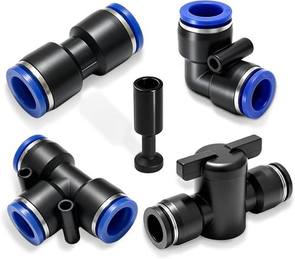 20PCS 1/2" Drip Irrigation Connectors, Quick Connect Drip System Parts | 1/2 Quick Connect Fittings Kit, Including Straight, Tee, Elbow Connectors, Valves, End Caps, Leak-free Drip Irrigation Parts