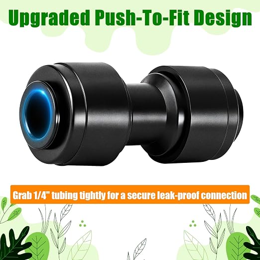30 Pack 1/4 Inch Drip Irrigation Coupling Fittings - 1/4'' Drip Line Push-to-Fit Connectors for 1/4 Inch Drip Irrigation Tubing Leak Free Lock Coupler Parts for Drip Irrigation System