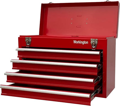 Workington Portable Metal Tool Chest with 4 Drawers, 20" 4-Drawer Tool Chest Cabinet with Ball Bearing Drawer Slides, Steel Tool Storage Box Organizer 4004 Red