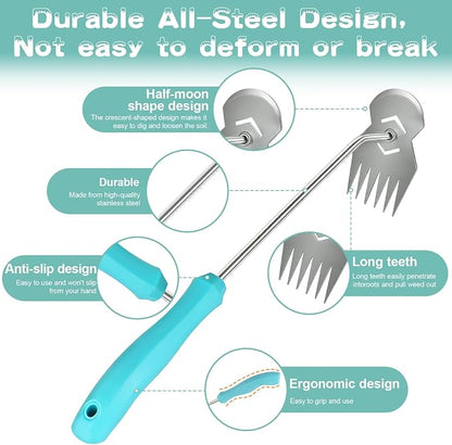 Garden Tools,Weeder Tool,Adopting Ergonomic Handle Design,Weeding Tools,6 Tooth Garden Weed Pulling Tool,Weed Puller Tool Suitable for Farm Planting,Gardening