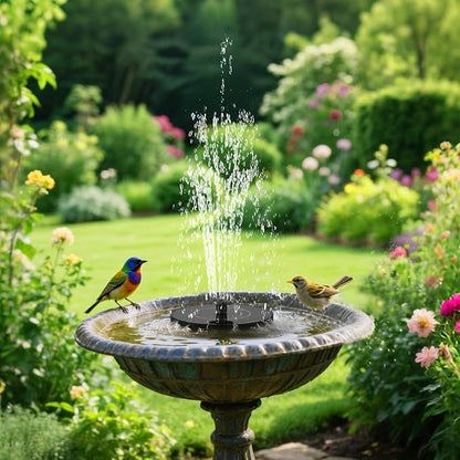 1.4W Solar Bird Bath Fountain Pump, Solar Fountain, Solar Powered Water Pump, Outdoor Water Fountain with 6-in-1 Nozzles, Free Standing Floating Solar Powered for Bird Bath, Pond, Pool, Outdoor