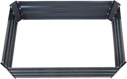 Sunnydaze Galvanized Raised Garden Bed Kit - 4x3x1 ft Outdoor Raised Garden Bed - Metal Planter Box for Vegetables, Flowers, Herbs - Dark Gray - 4' x 3' Rectangle