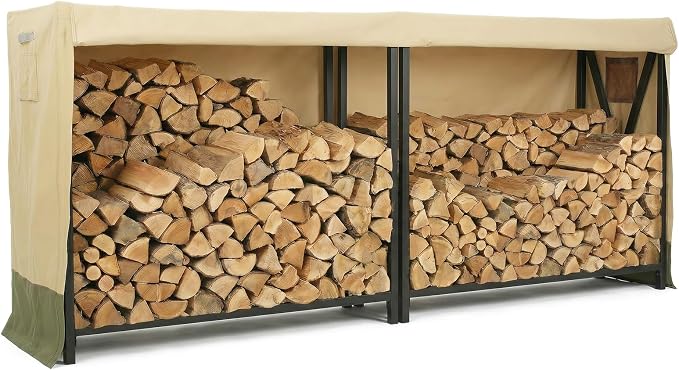 COWVIE Waterproof Firewood Rack Cover 8 FT | Zipper and Air Vent, 600D Heavy-Duty, For Wood Rack, For Outdoor Firewood Storage Rack
