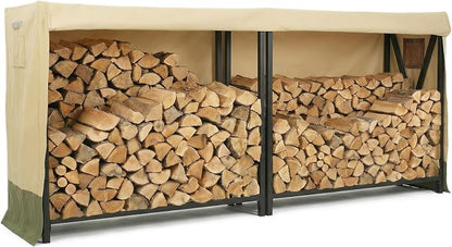 COWVIE Waterproof Firewood Rack Cover 8 FT | Zipper and Air Vent, 600D Heavy-Duty, For Wood Rack, For Outdoor Firewood Storage Rack