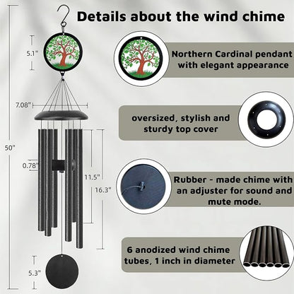 50" Tree of Life Wind Chimes for Outside Deep Tone, Deep Resonant Tone Memorial Sympathy Gifts for Loss of Loved One, Outdoor Garden Yard Decor for Mom Dad Grandma